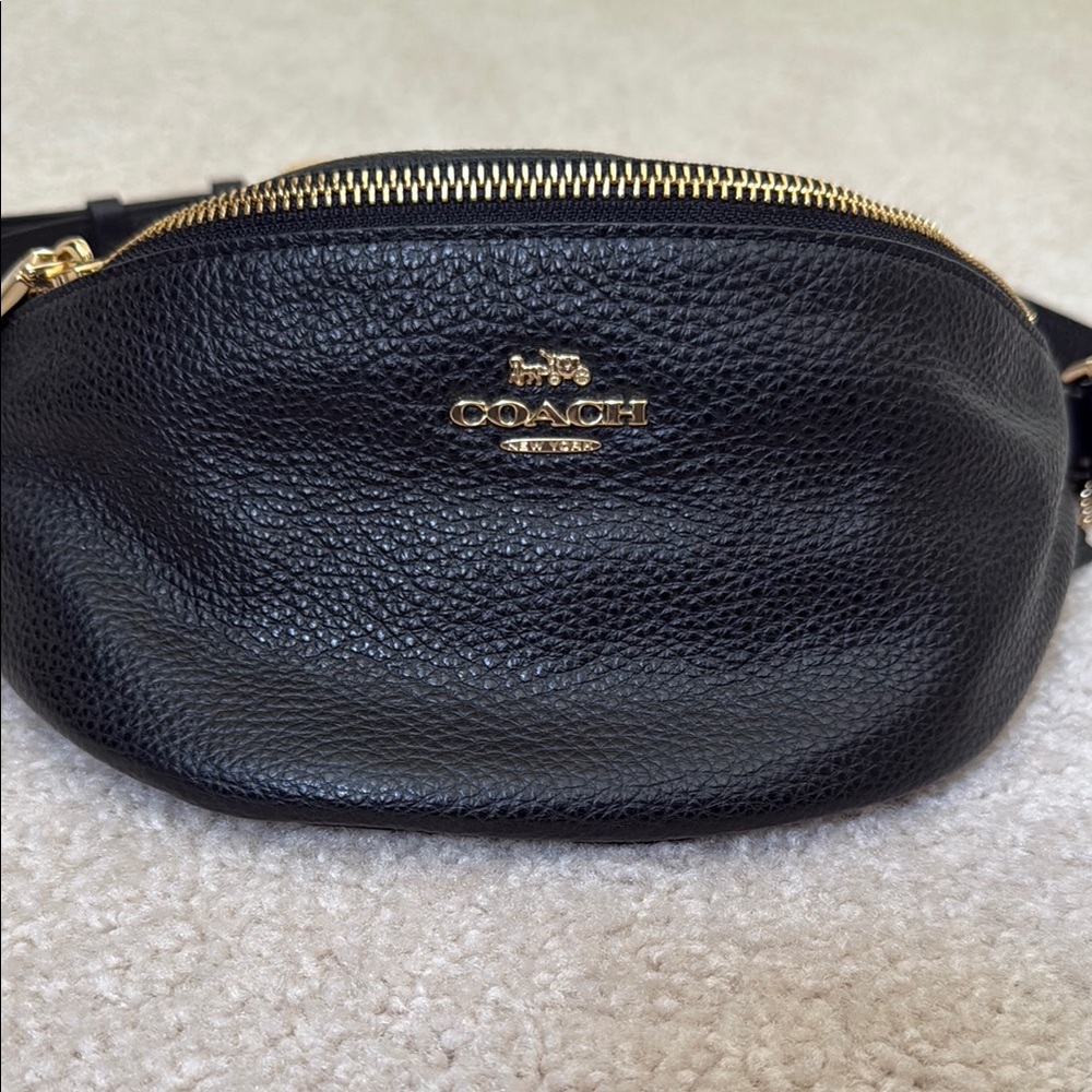 Coach Pebbled Black Leather Waist Bag- F48738 Authentic NEW